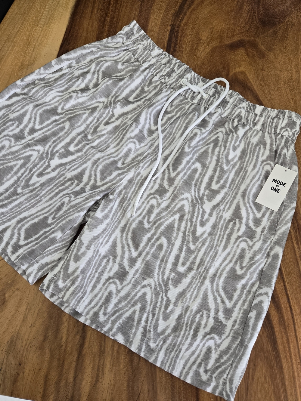 Mode Of One Gray Patterned Men’s Drawstring Shorts